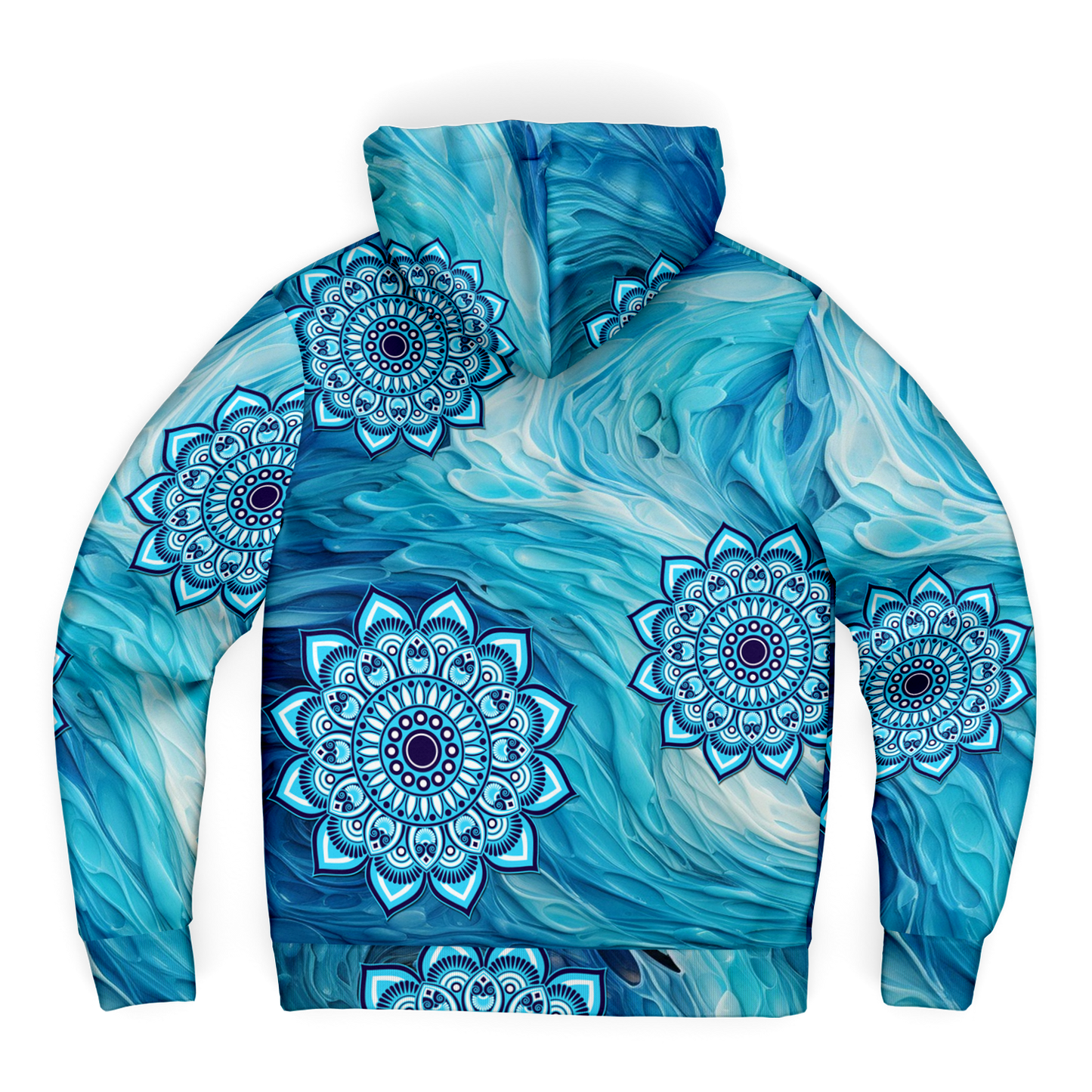 Psychedelic Blue Mandala  AOP Microfleece Ziphoodie