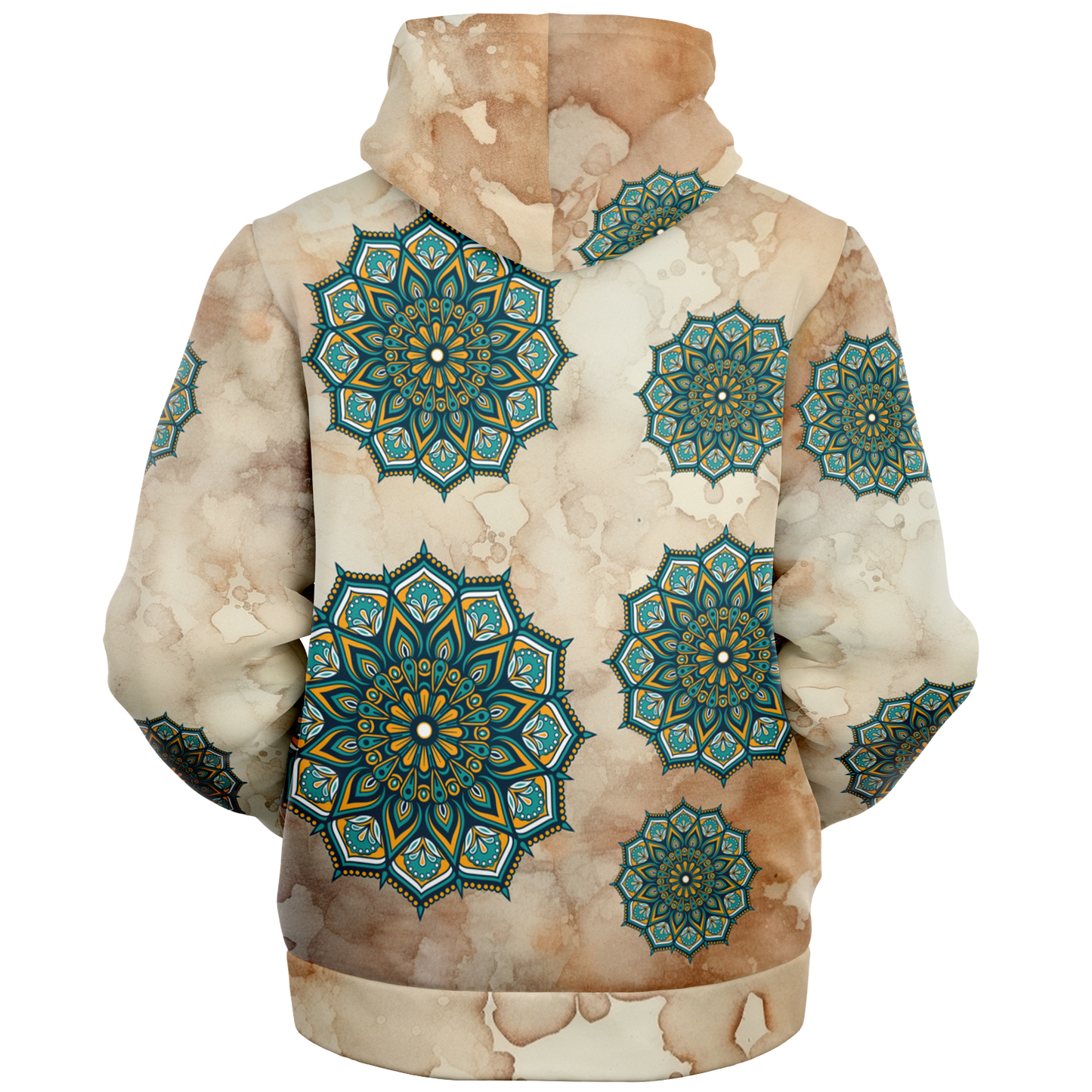 Boho Mandala Water-Stained AOP Microfleece Ziphoodie