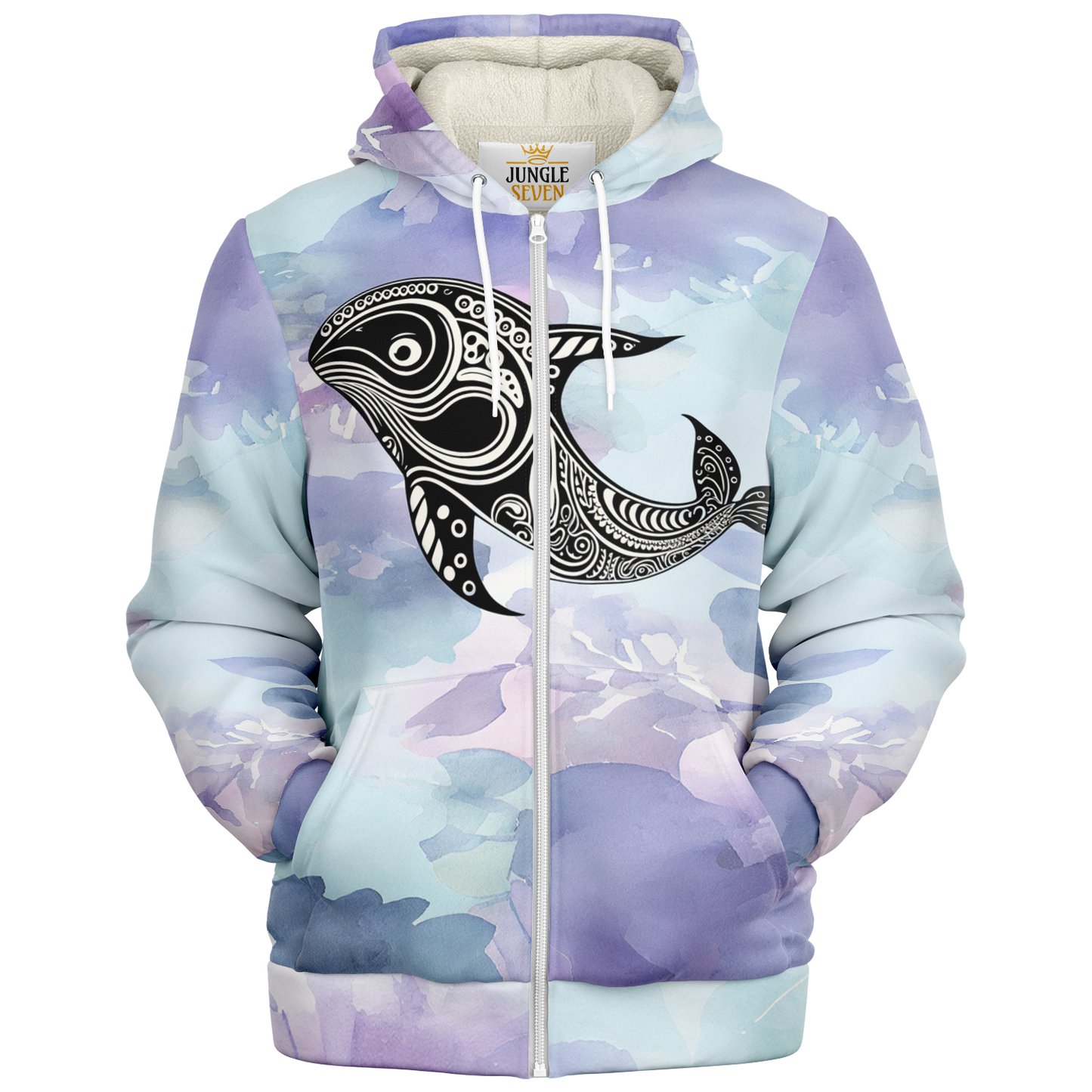 Tribal Whale Boho Microfleece AOP Ziphoodie