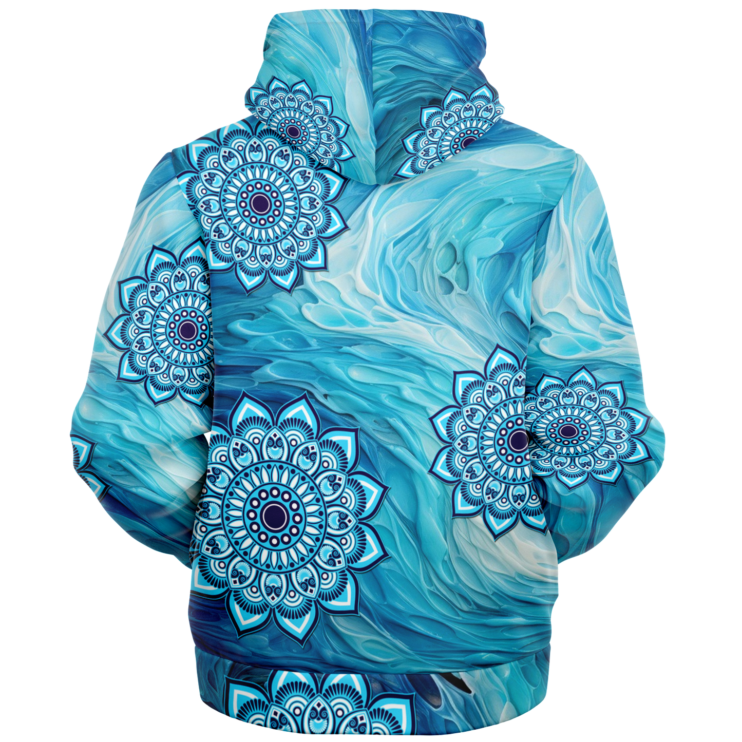 Psychedelic Blue Mandala  AOP Microfleece Ziphoodie