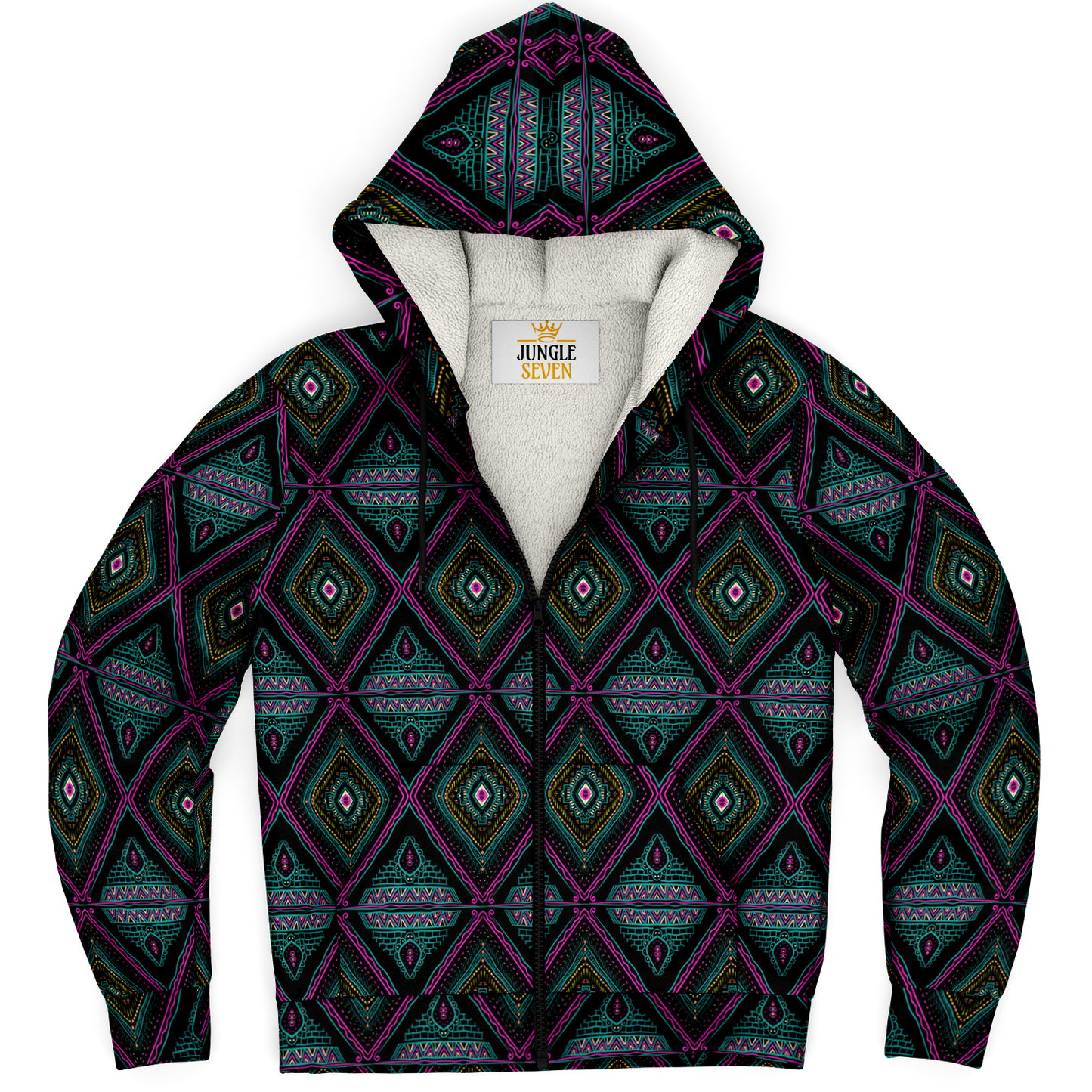 Boho Tribal Pattern Microfleece AOP Ziphoodie