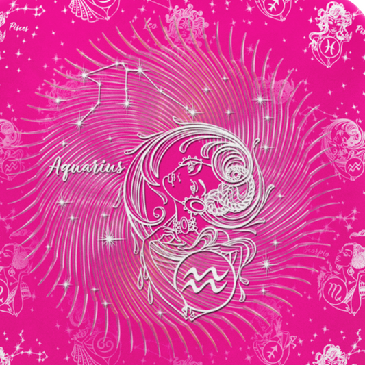 Aquarius Mystic Pink Zodiac AOP Snug Hoodie