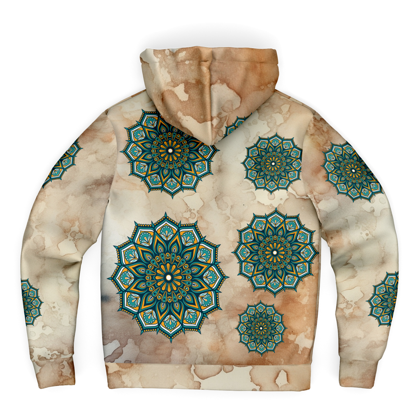 Boho Mandala Water-Stained AOP Microfleece Ziphoodie