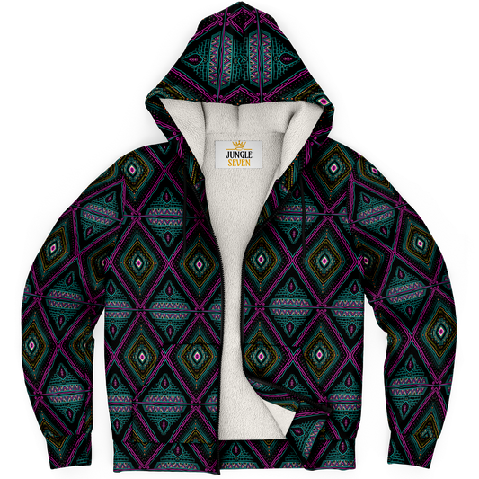 Boho Tribal Pattern Microfleece AOP Ziphoodie