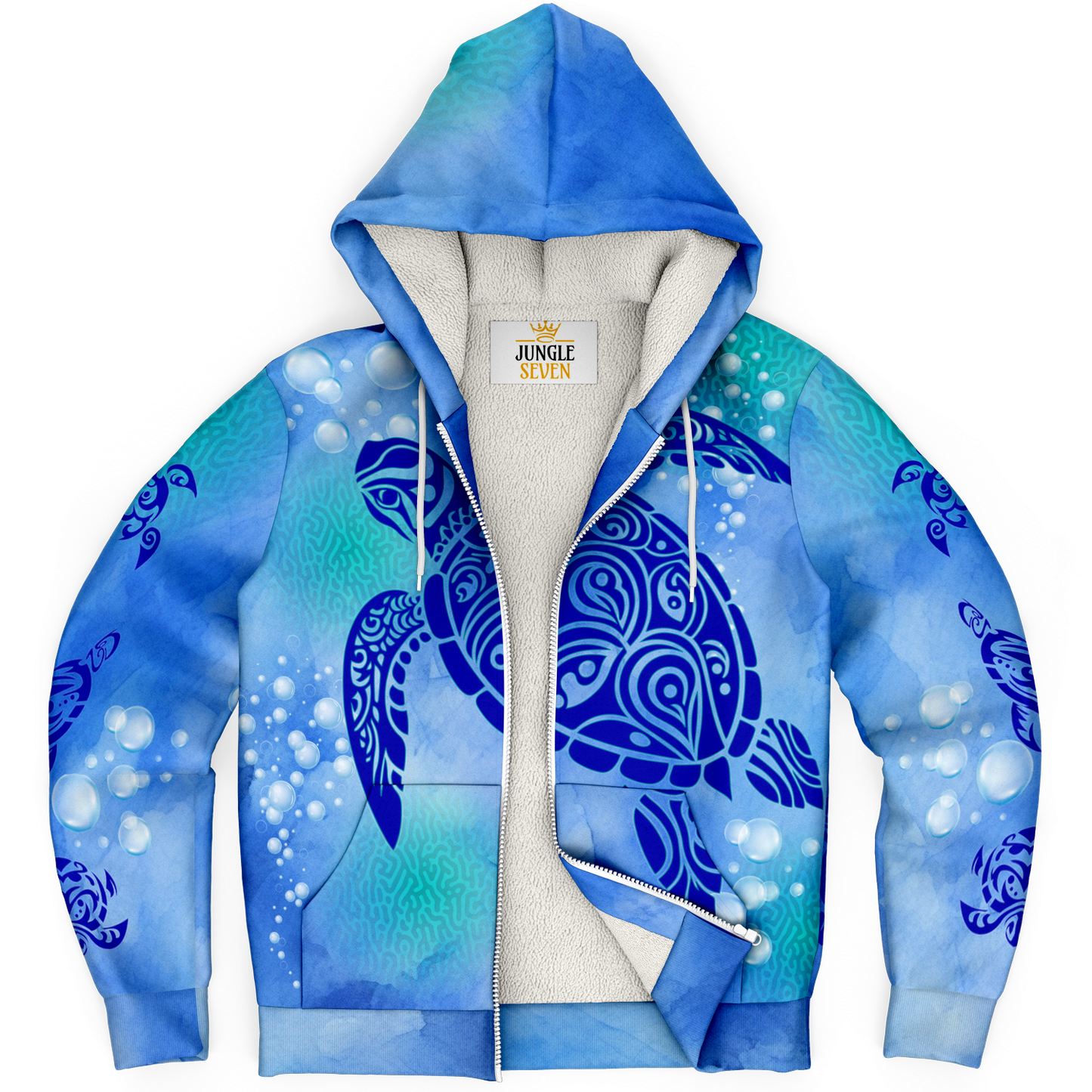 Tribal Sea Turtle AOP Microfleece Ziphoodie