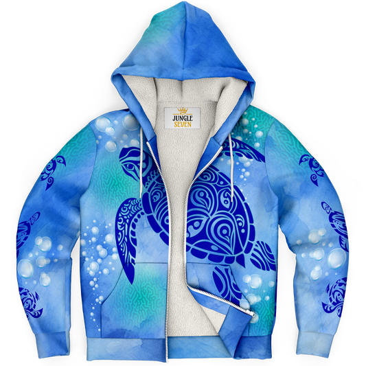 Tribal Sea Turtle AOP Microfleece Ziphoodie