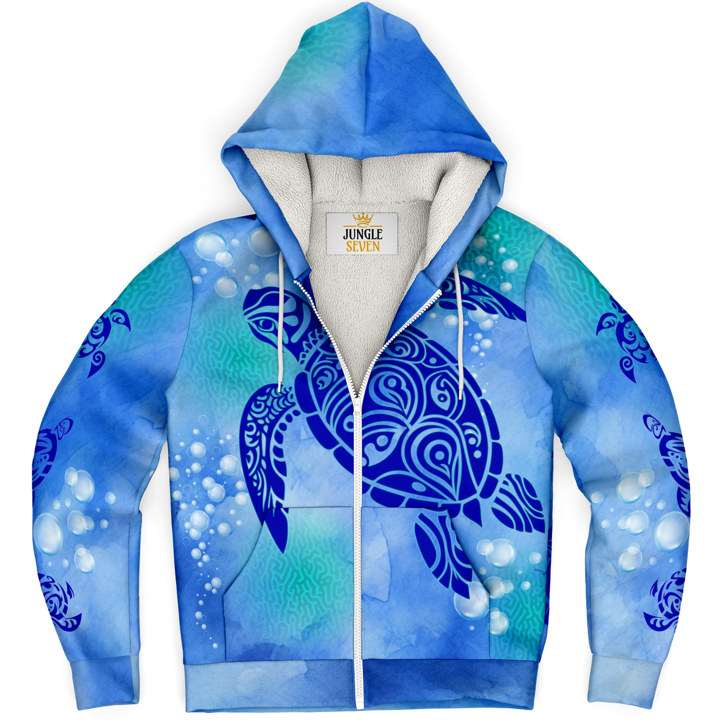 Tribal Sea Turtle AOP Microfleece Ziphoodie