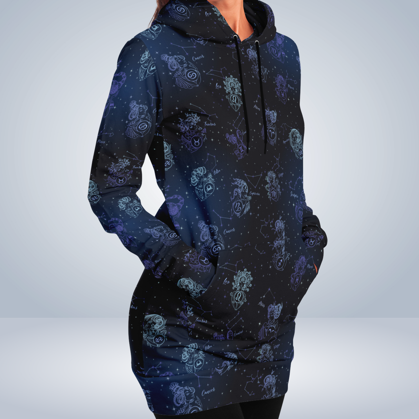 Celestial Zodiac AOP Longline Hoodie