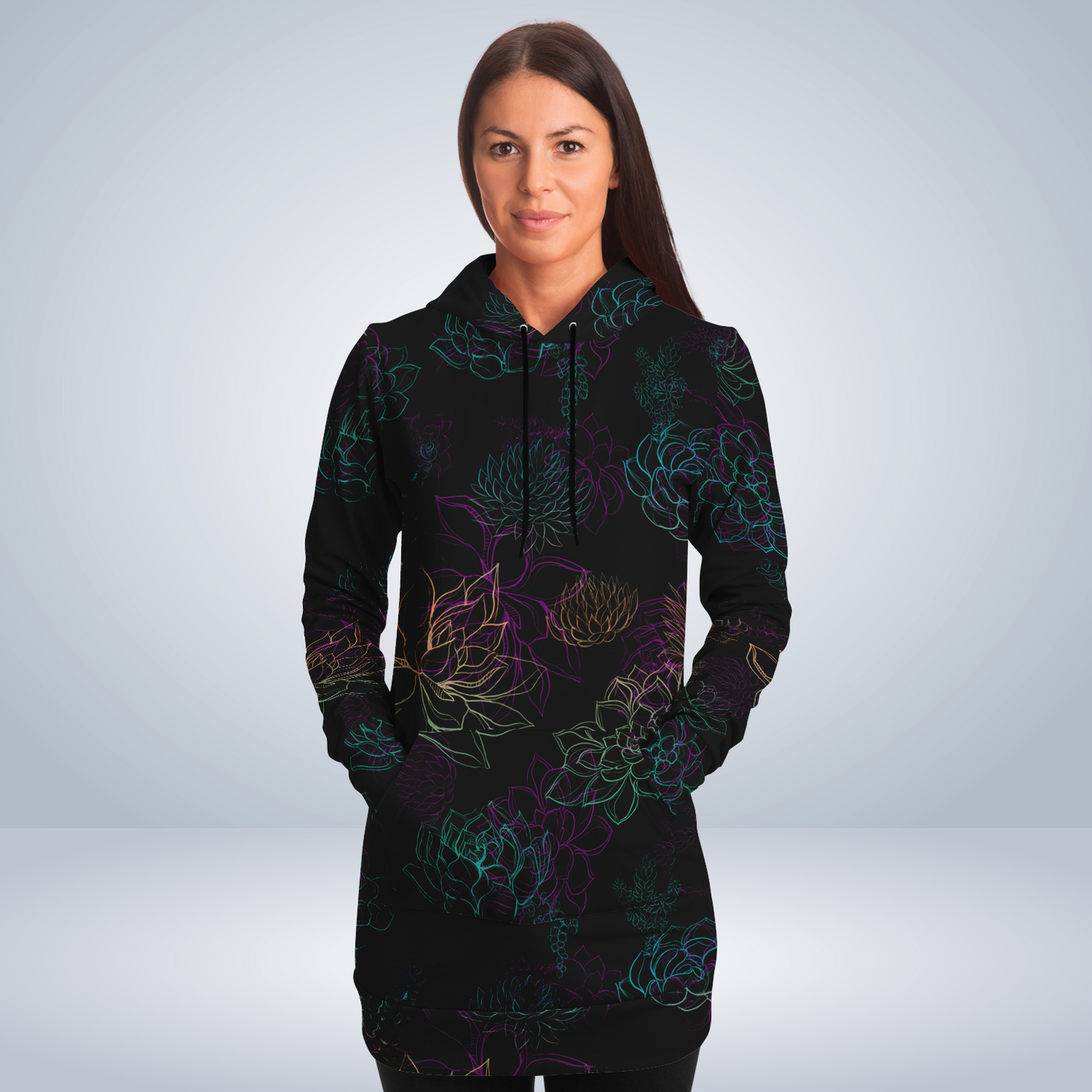 Succulent Longline AOP Hoodie