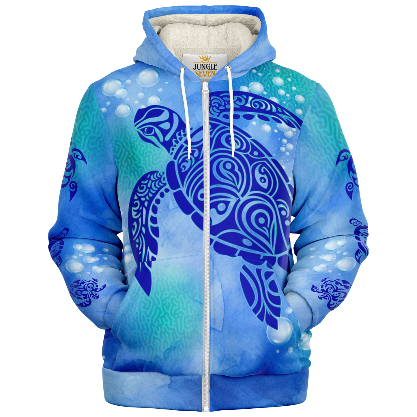 Tribal Sea Turtle AOP Microfleece Ziphoodie