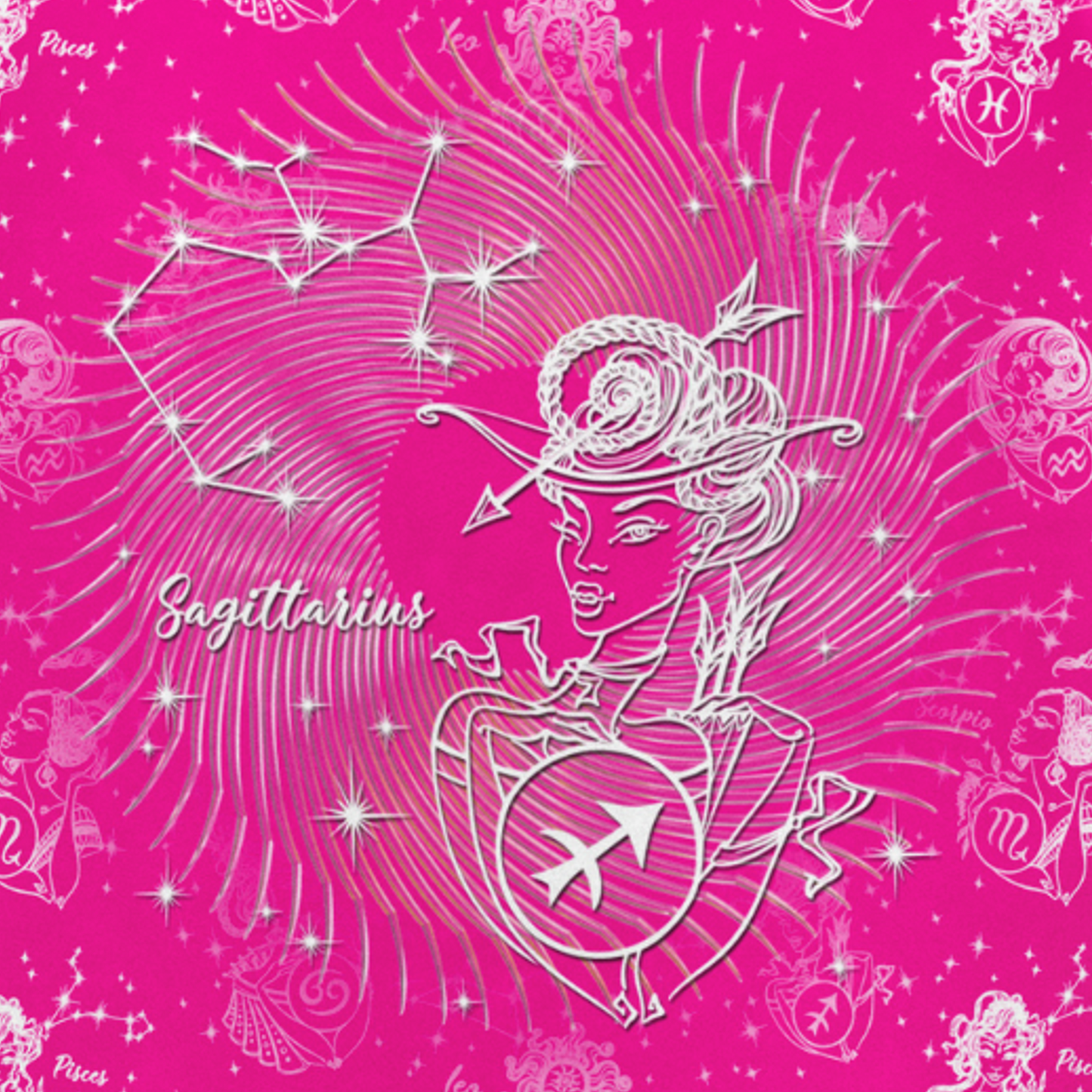 Sagittarius Mystic Pink Zodiac AOP Snug Hoodie