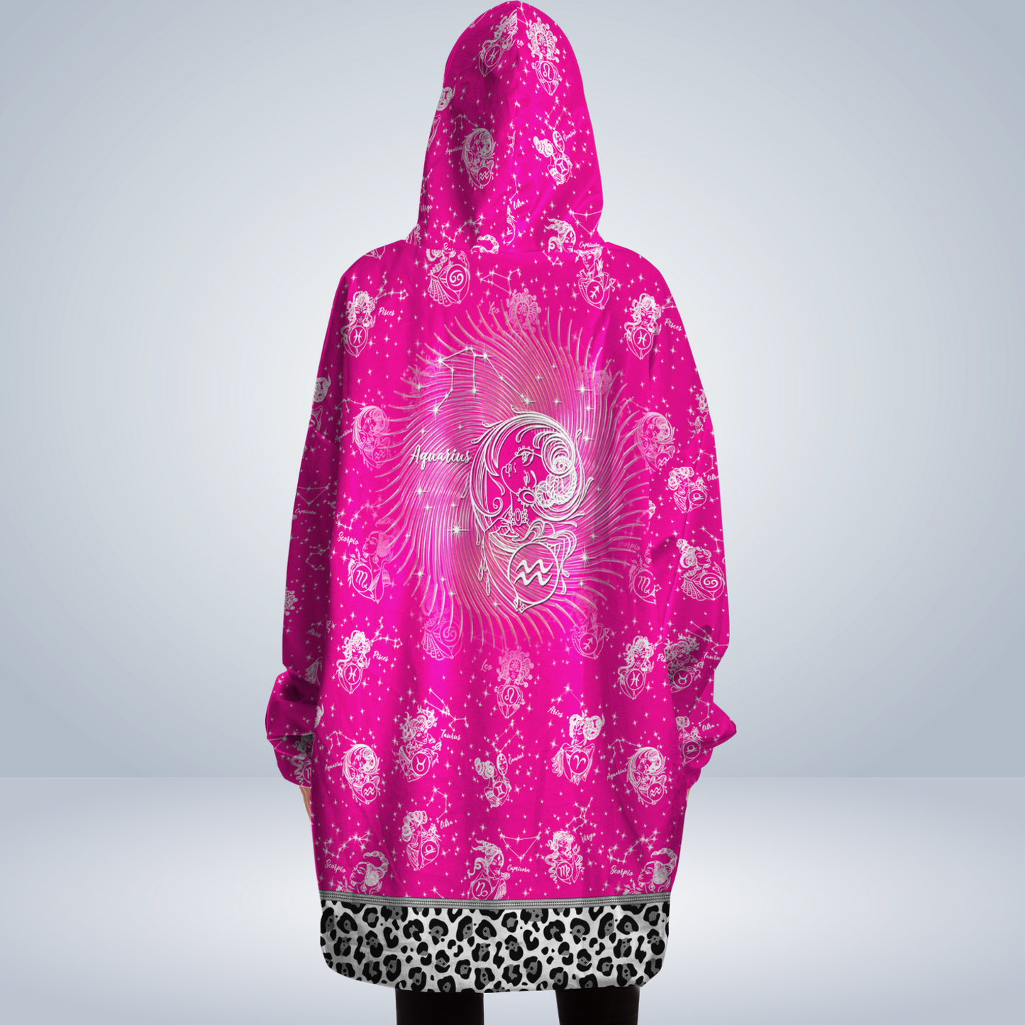 Aquarius Mystic Pink Zodiac AOP Snug Hoodie