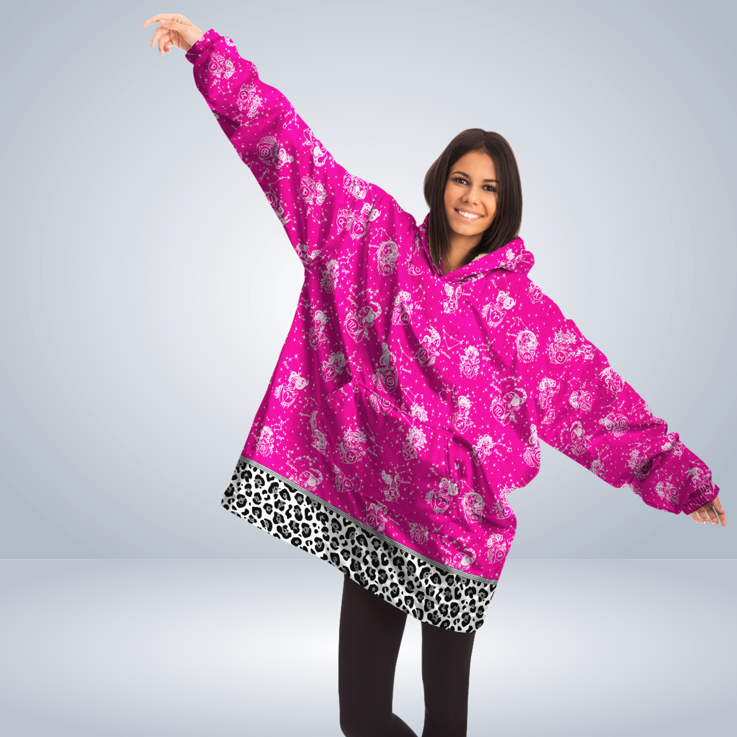 Aquarius Mystic Pink Zodiac AOP Snug Hoodie